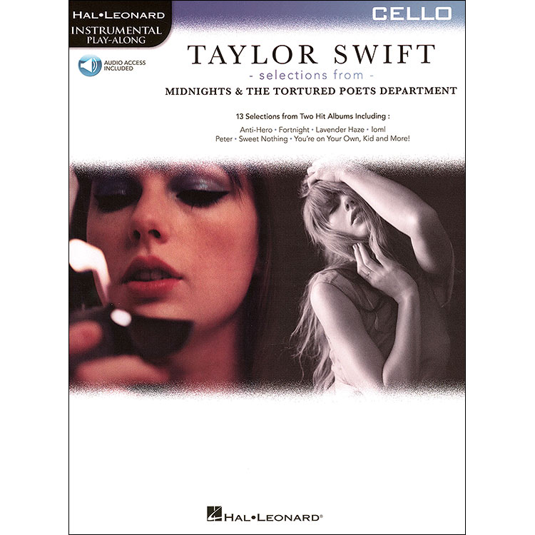 Selections from Midnights & The Tortured Poets Department by Taylor Swift, for cello with play-along online audio