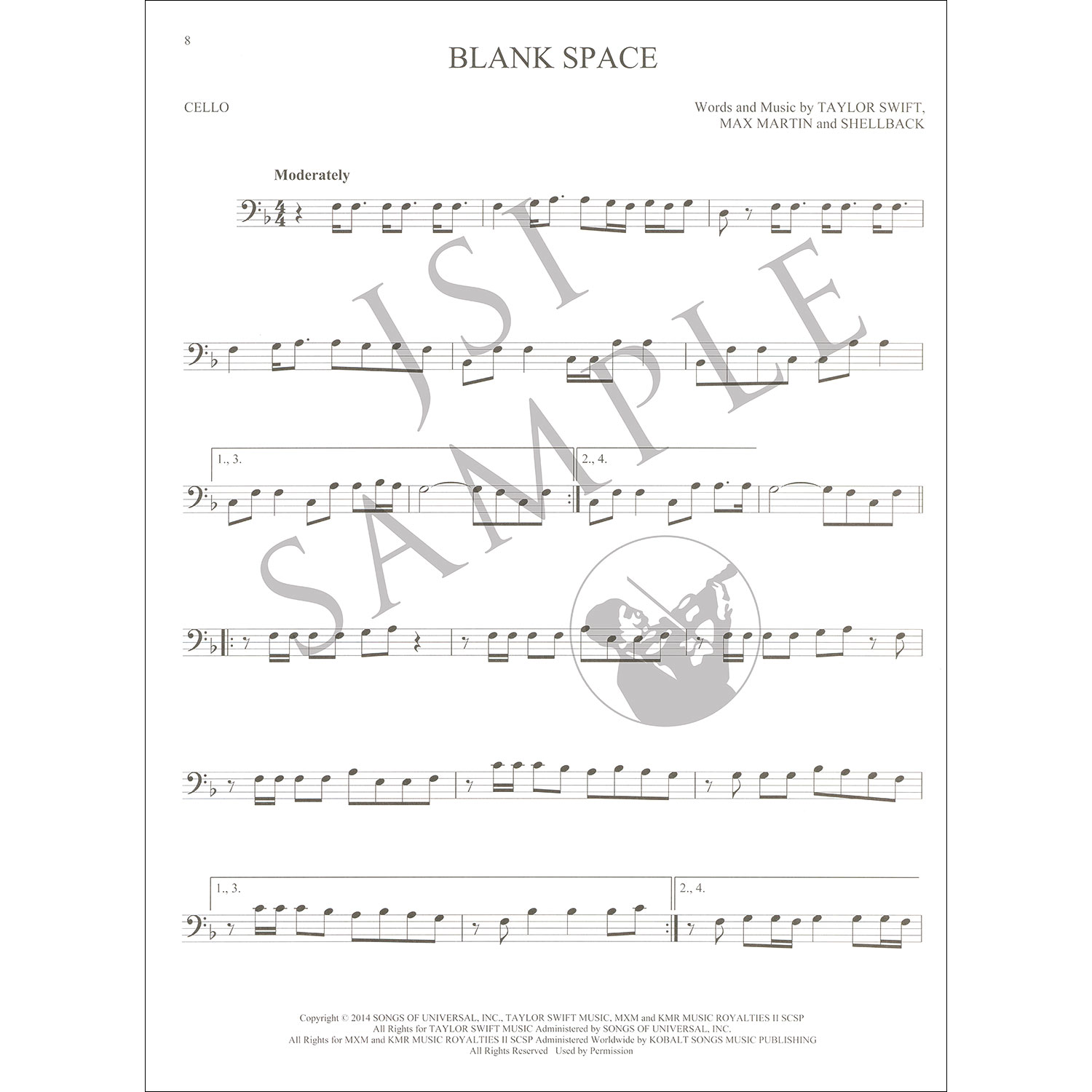 Taylor Swift Glitch - Bass Clef Instrument Sheet Music (Cello