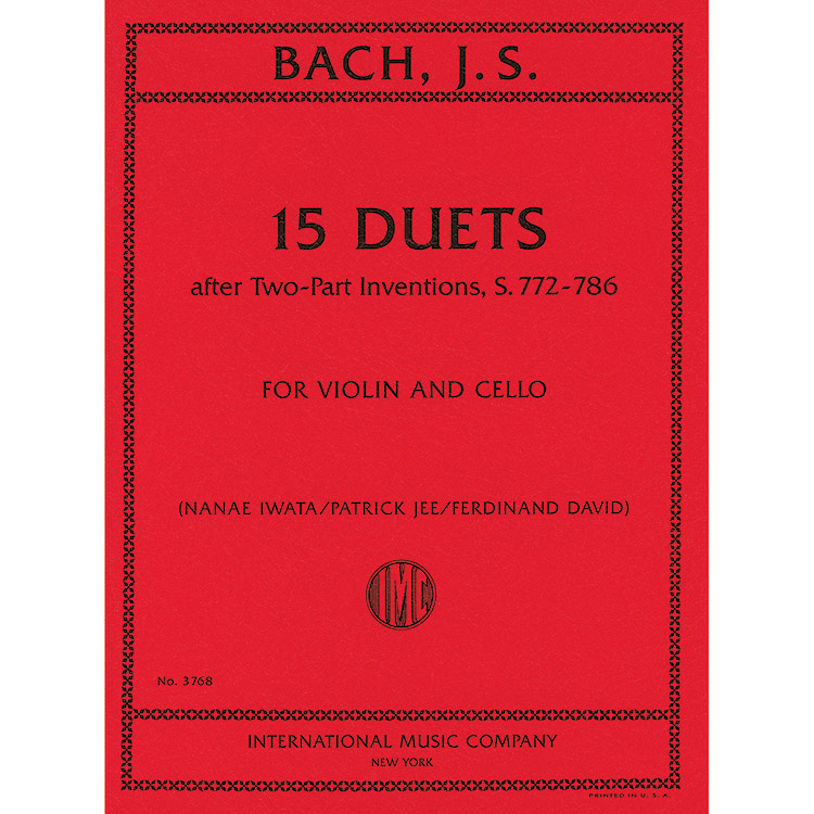 15 Duets after Two-Part Inventions, BWV 772-786 for violin and cello; Johann Sebastian Bach