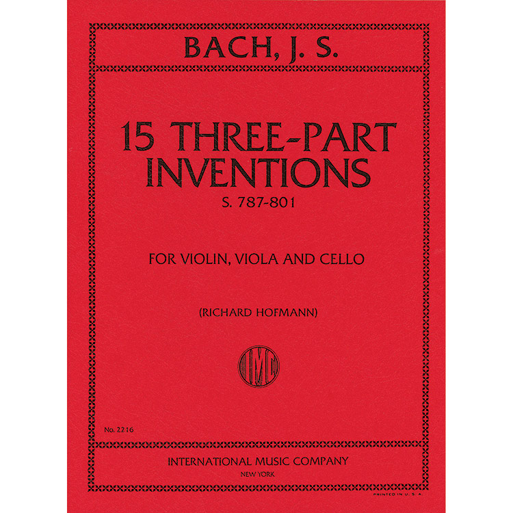 15 Three-Part Inventions BWV 787-801 for violin,viola, and cello; Johann Sebastian Bach