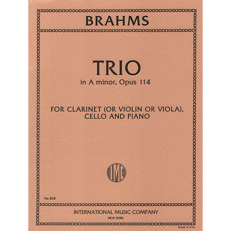 Piano Trio in A Min. op.114,Clarinet (or violin or viola) with cello and piano; Johannes Brahms (International)
