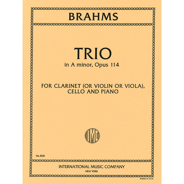 Piano Trio in A Min. op.114,Clarinet (or violin or viola) with cello and piano; Johannes Brahms (International)
