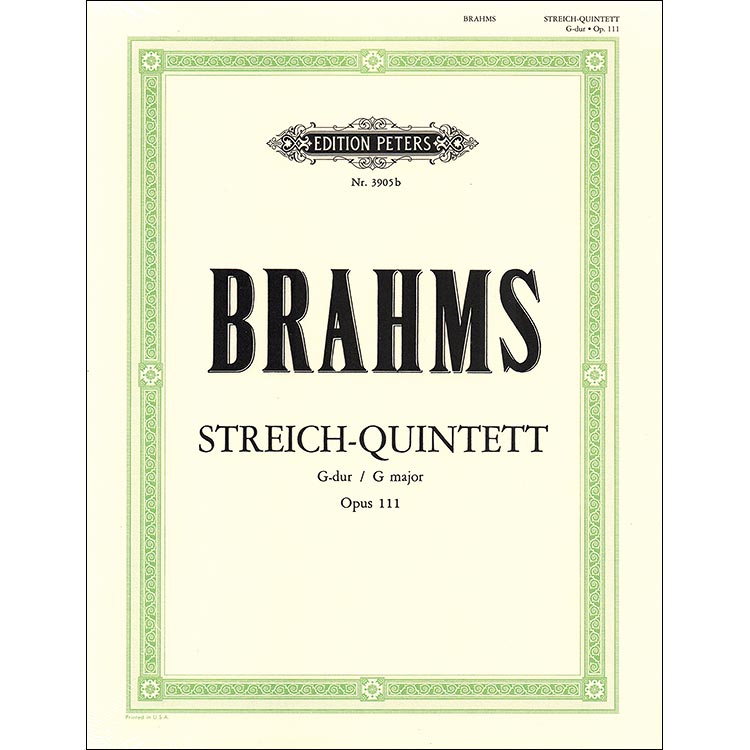 String Quintet no. 2 in G Major, op. 111 (2 violas); Johannes Brahms (Peters Edition)