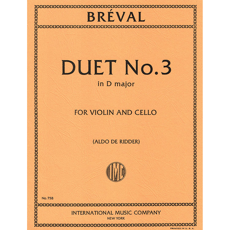 Duet no. 3 in D Major, violin/cello; Breval (Int)