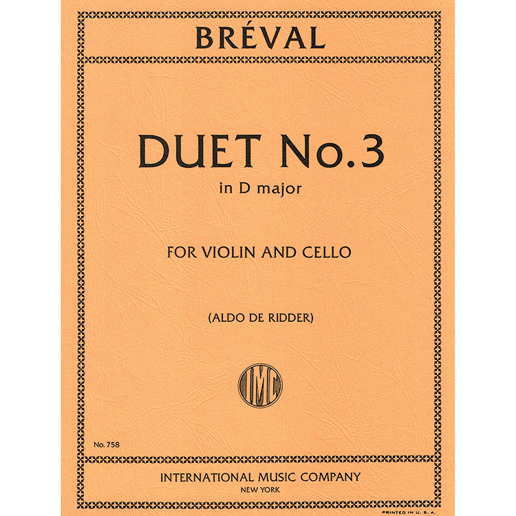 Duet no. 3 in D Major, violin/cello; Breval (Int)