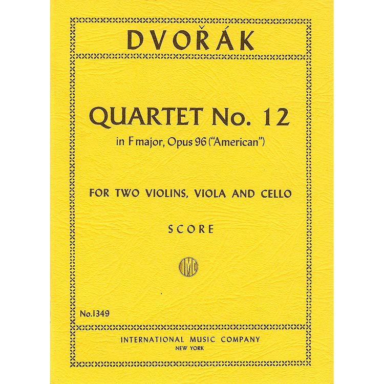 String Quartet no.12 in F Major, op. 96 'American', miniature score; Antonin Dvorak (International)