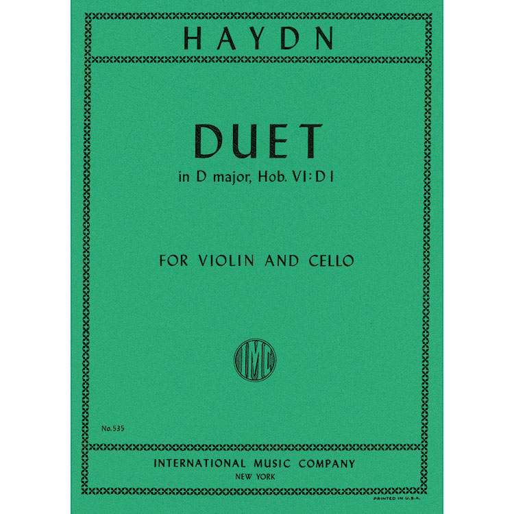 Duet in D Major, Hob.VI:D1 for violin and cello (parts); Joseph Haydn