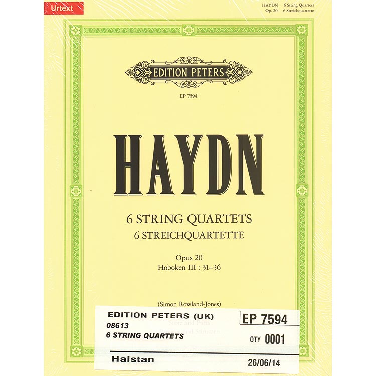 String Quartets op.20, Hob.III:31-36 (urtext); Joseph Haydn (C. F. Peters)