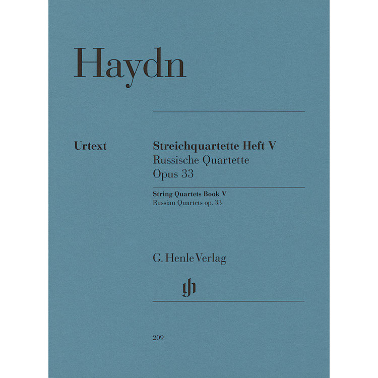 String Quartets, Volume V: "Russian" Op.33, Hob. III: 37-42 (urtext; parts); Joseph Haydn