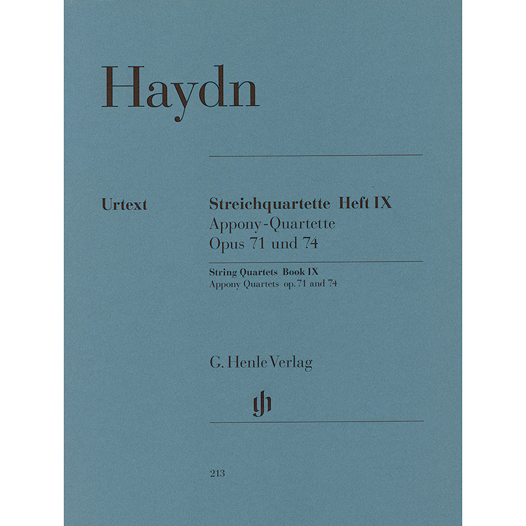 String Quartets, Vol. IX: ""Apponyi"" Op.71/74, Hob. III: 69-74 (urtext; parts); Joseph Haydn