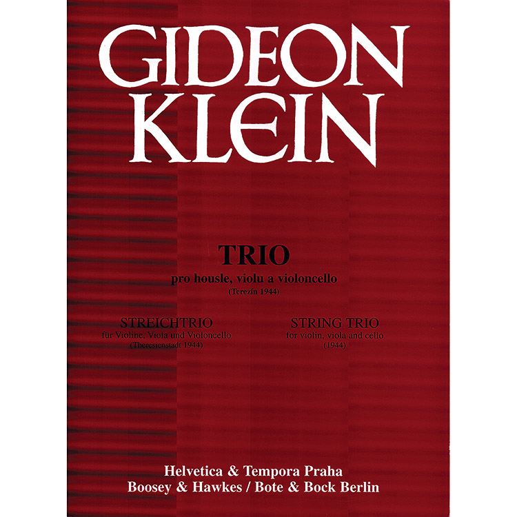 String Trio for violin, viola, and cello, score and parts; Gideon Klein (Bote and Bock)