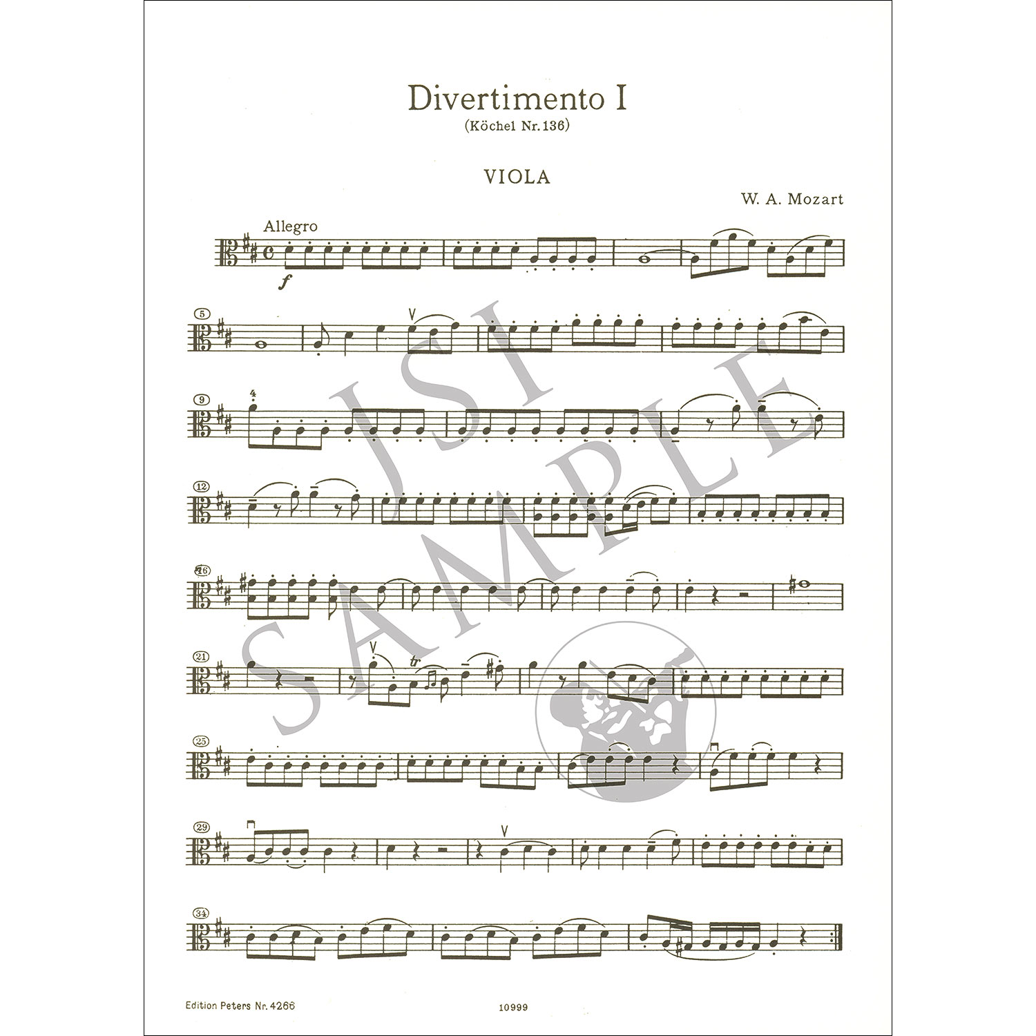 Three Divertimenti, K.136-138 for string quartet (parts); Wolfgang