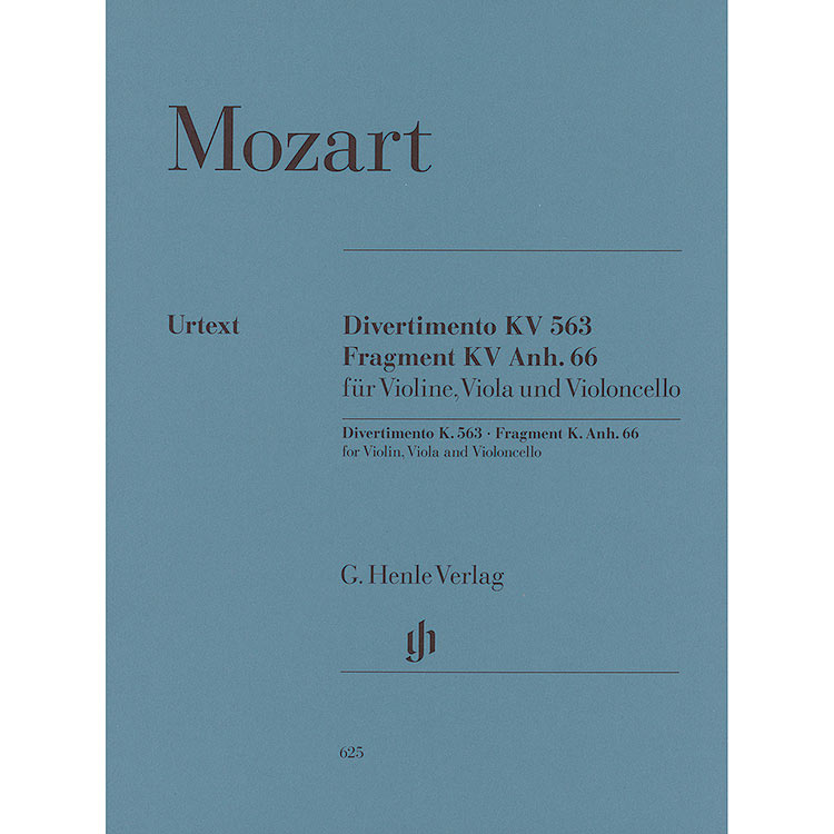 Divertimento, K.563 and Fragment K.Anh.66 for string trio (urtext) (parts); Wolfgang Amadeus Mozart