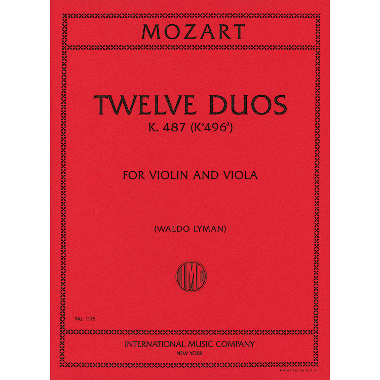 Twelve Easy Duets, K.487 (violin/viola); Mozart (Int)