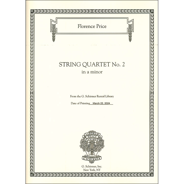 String Quartet No. 2 in A minor (score and parts); Florence Price