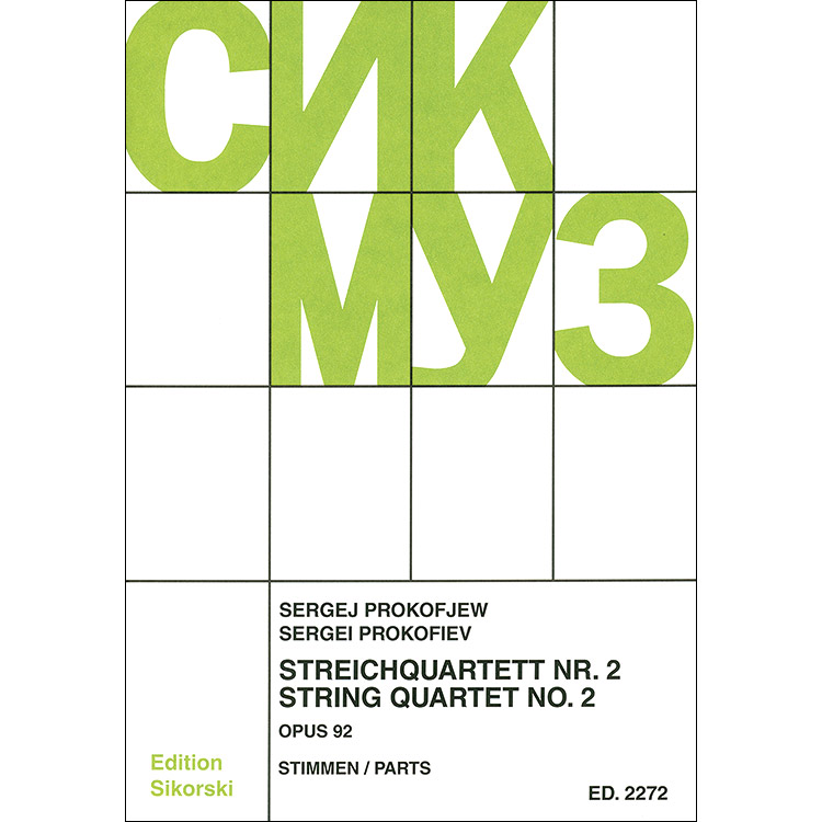 String Quartet No. 2 in F Major, op. 92; Sergei Prokofiev (Sikorski)