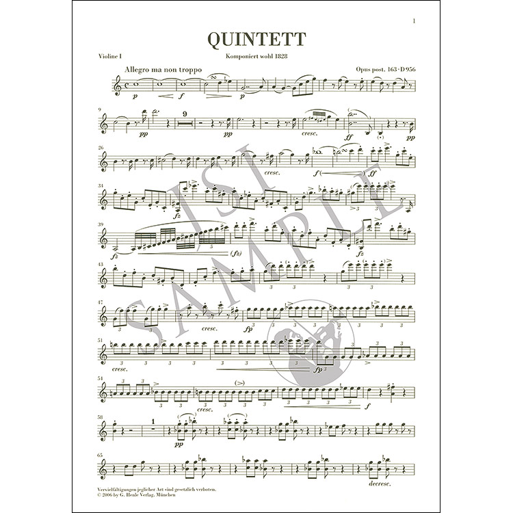 String Quintet in C Major. D.956 (parts) (urtext); Franz Schubert ...