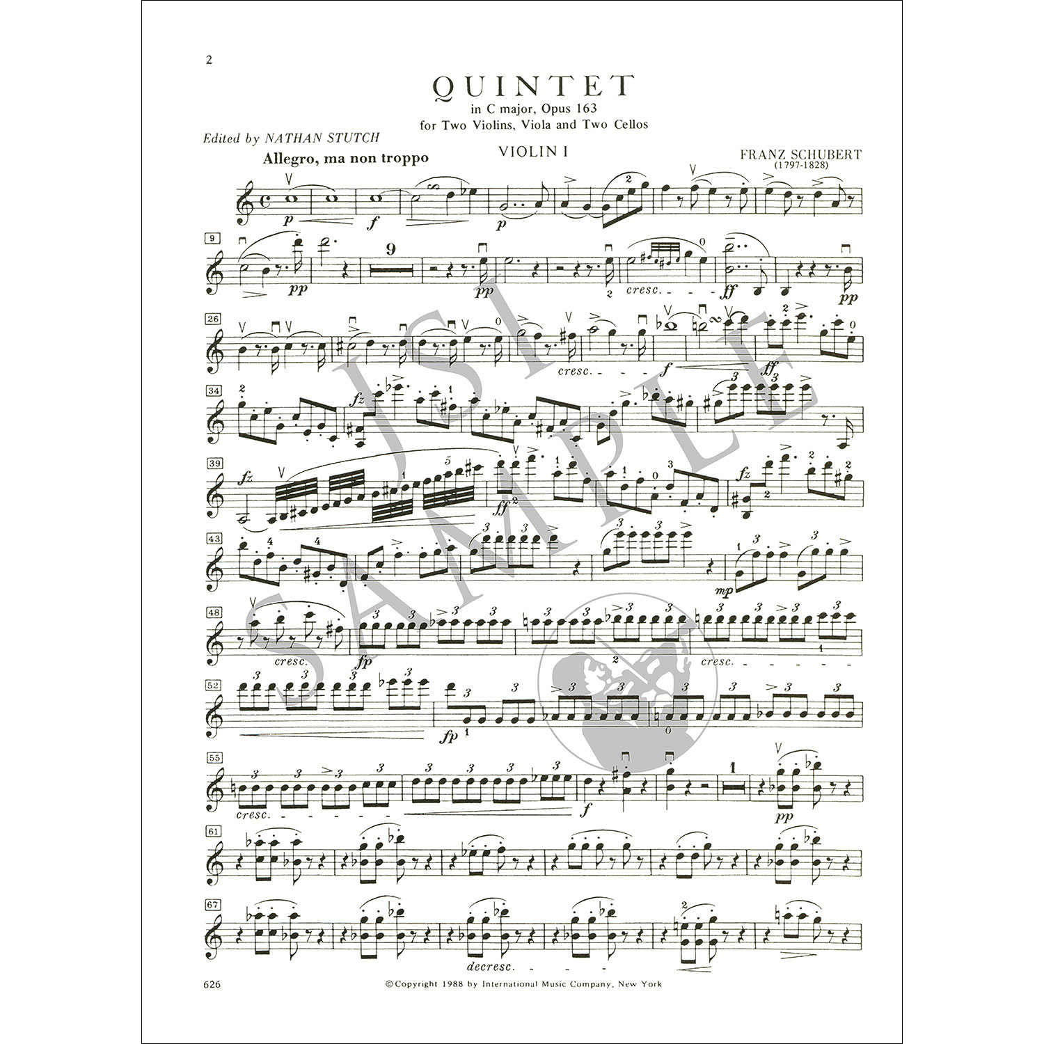 String Quintet in C Major, D.956 (parts); Franz Schubert Johnson