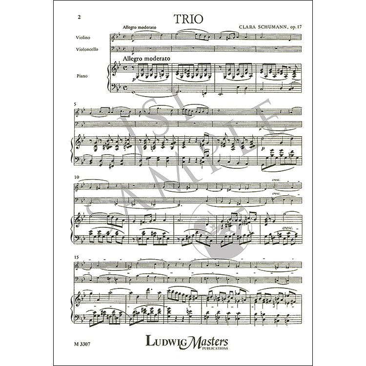 Piano Trio, op. 17, parts and score; Clara Schumann (Masters Music ...