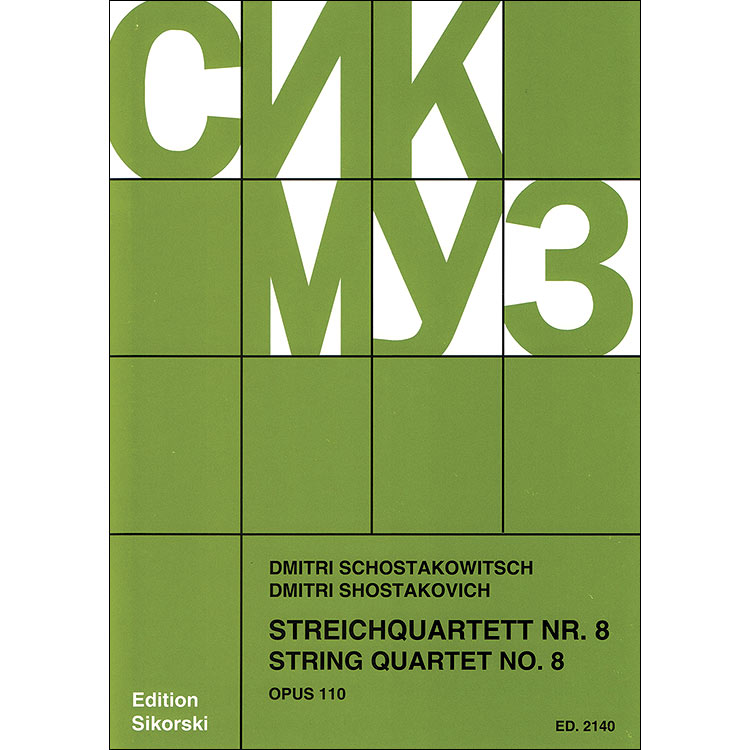 String Quartet No. 8, op. 110, set of parts; Dmitri Shostakovich (Sikorski)