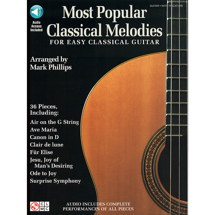 Most Popular Classical Melodies for Easy Classical Guitar, with audio access, arranged by Mark Phillips (Cherry Lane Music)