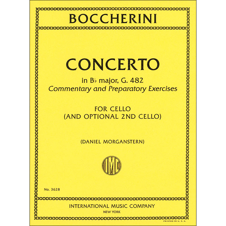 Concerto No. 9 in B-flat Major, G.482 for cello with commentary, preparatory exercises and optional 2nd cello; Luigi Boccherini