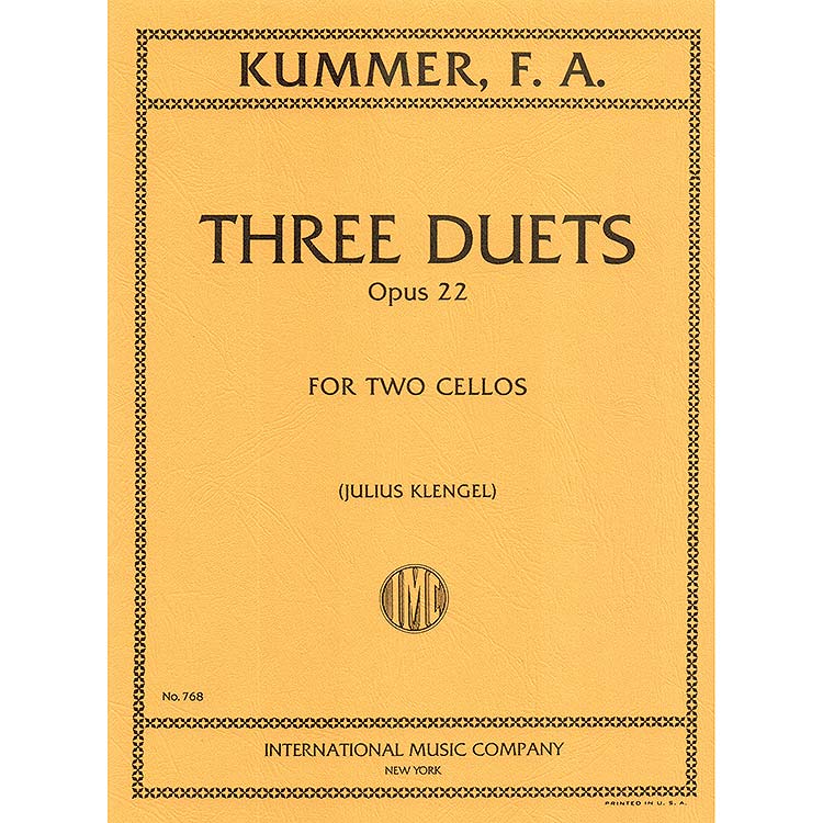 Three Duets, op.22 for two cellos; Friedrich Kummer (International Music)