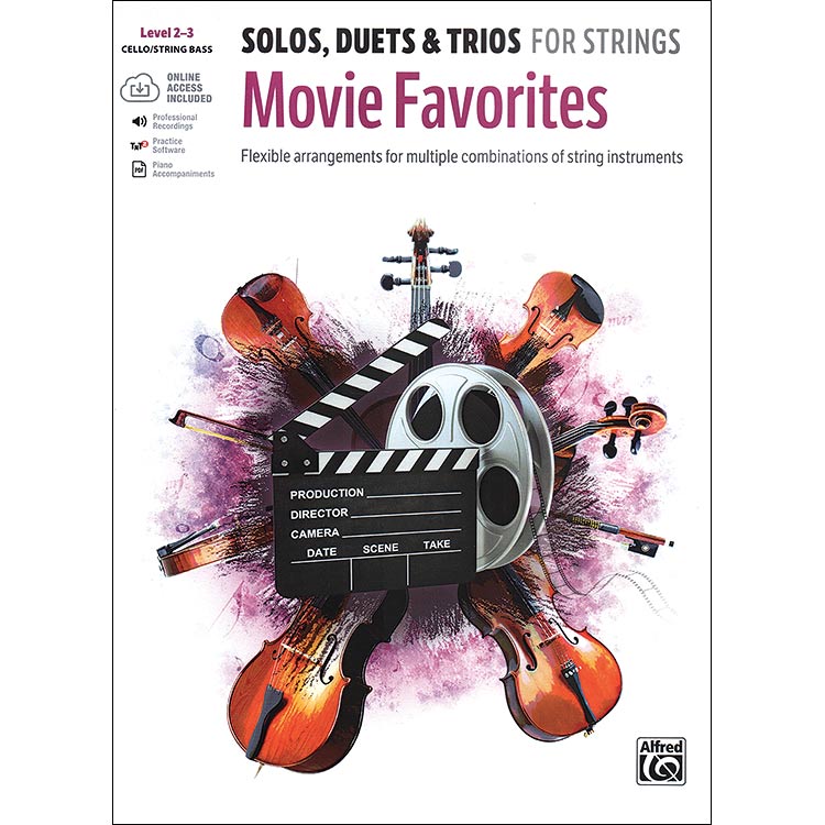 Movie Favorites for solos, duets, and trios, for cello or bass with online audio access (Alfred Music)