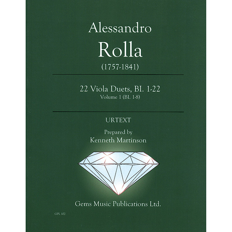 22 Duets for Two Violas, BI. 1-22, Volume 1 (BI.1-8); Alessandro Rolla (Gems Music Publications)