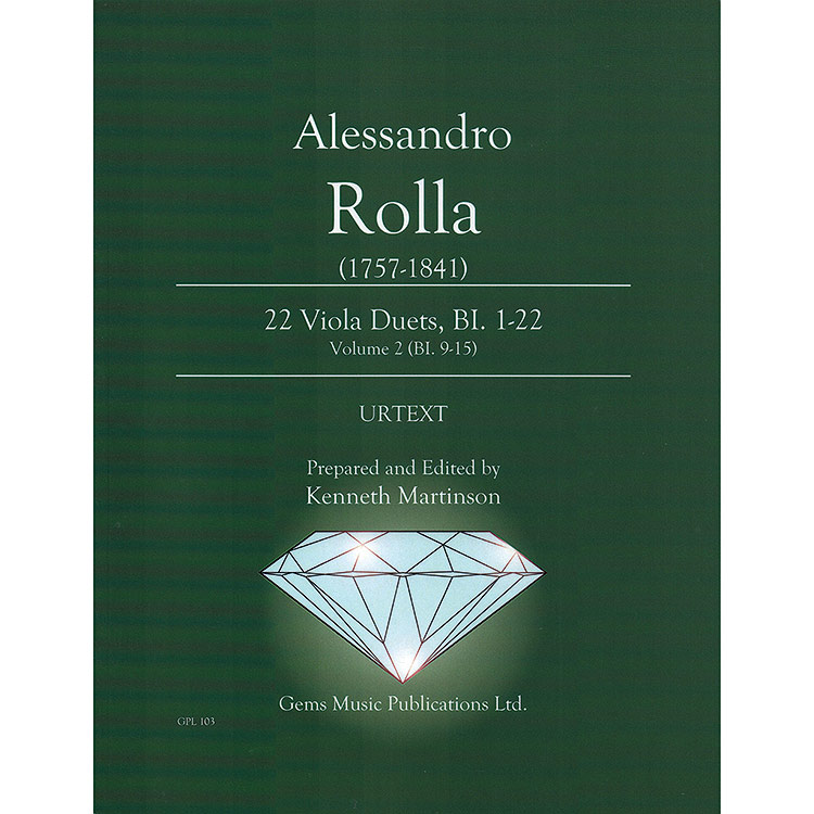 22 Duets for Two Violas, BI. 1-22, Volume 2 (BI.9-15); Alessandro Rolla (Gems Music Publications)