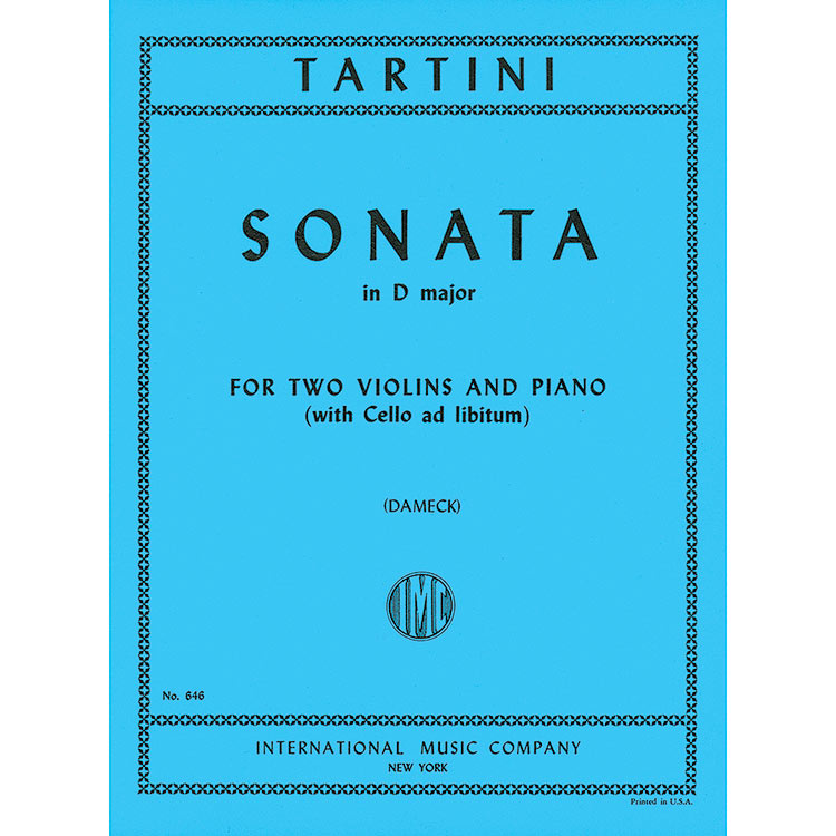 Trio Sonata in D Major for two violins and piano, with cello ad lib; Giuseppe Tartini