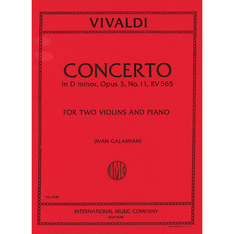 Concerto in D Minor, RV 565 (Op.3/11) for two violins and piano; Antonio Vivaldi