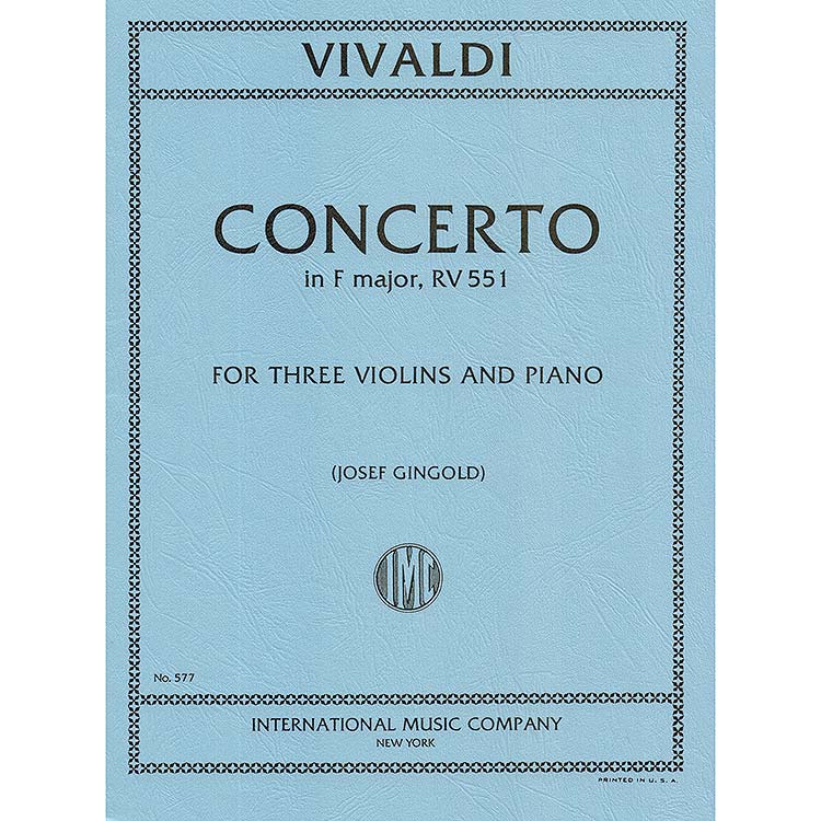 Concerto in F Major, No. 34, RV551, 3 violins; Vivaldi (International)