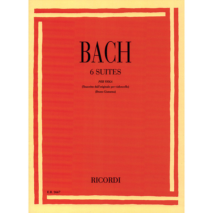 Six Cello Suites for Viola, 1007-1012;  Johann Sebastian Bach (Ricordi)