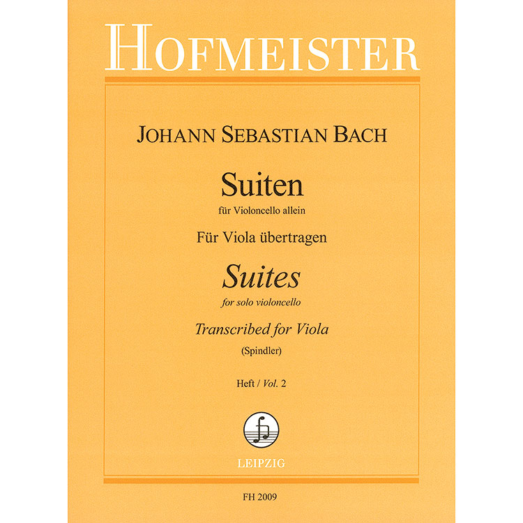 Six Cello Suites for Solo Viola, vol.2 (nos.4-6, BWV 1007-1009) (urtext); Johann Sebastian Bach (Hofmeisrer)