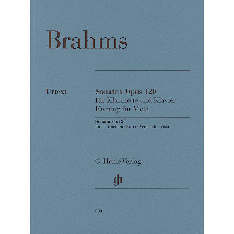 Sonatas op. 120, 1 and 2, for viola and piano (revised urtext edition); Johannes Brahms (G. Henle)