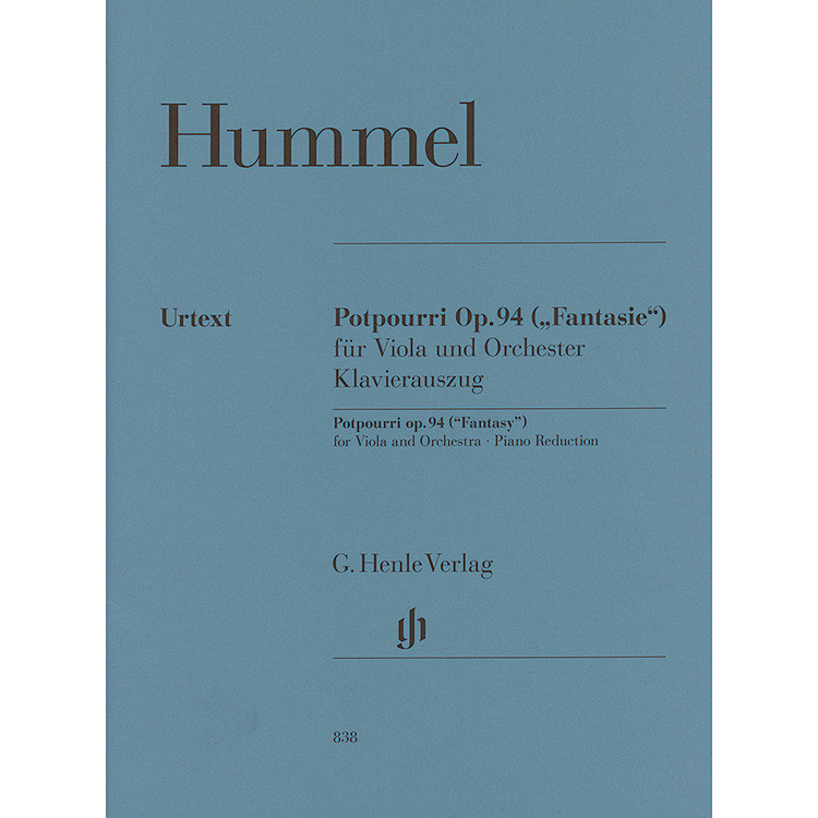 Fantasie, op.94 (''Potpourri'') for viola and piano (urtext); Johann Nepomuk Hummel