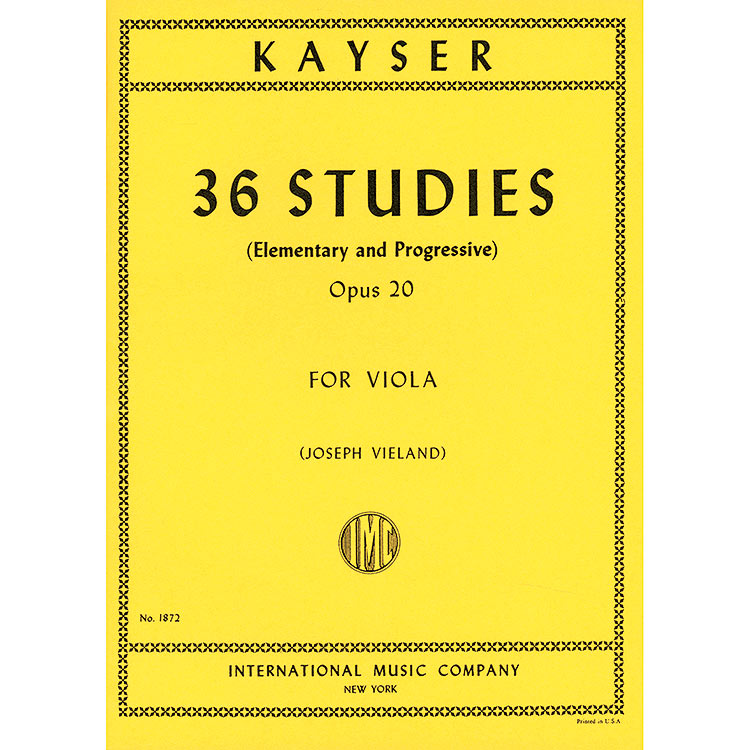 Thirty-Six Elem. & Prog. Studies, op.20, viola; Heinrich Ernst Kayser (International)