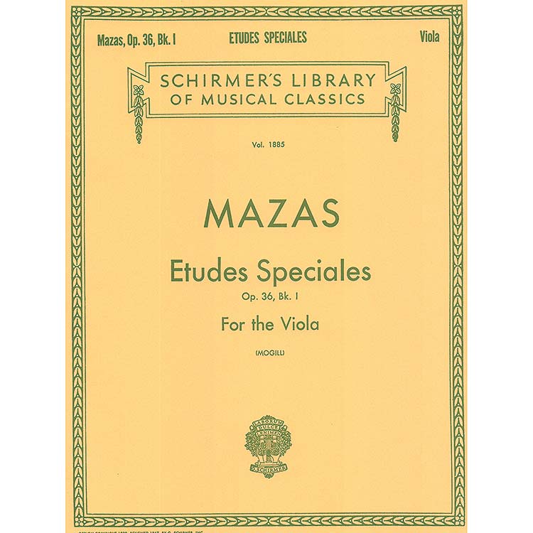 Etudes Speciales, op.36, book 1, Viola; Jacques-Fereol Mazas (Schirmer)