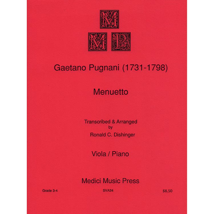 Menuetto, for Viola and Piano; Gaetano Pugnani (Medici Music Press)