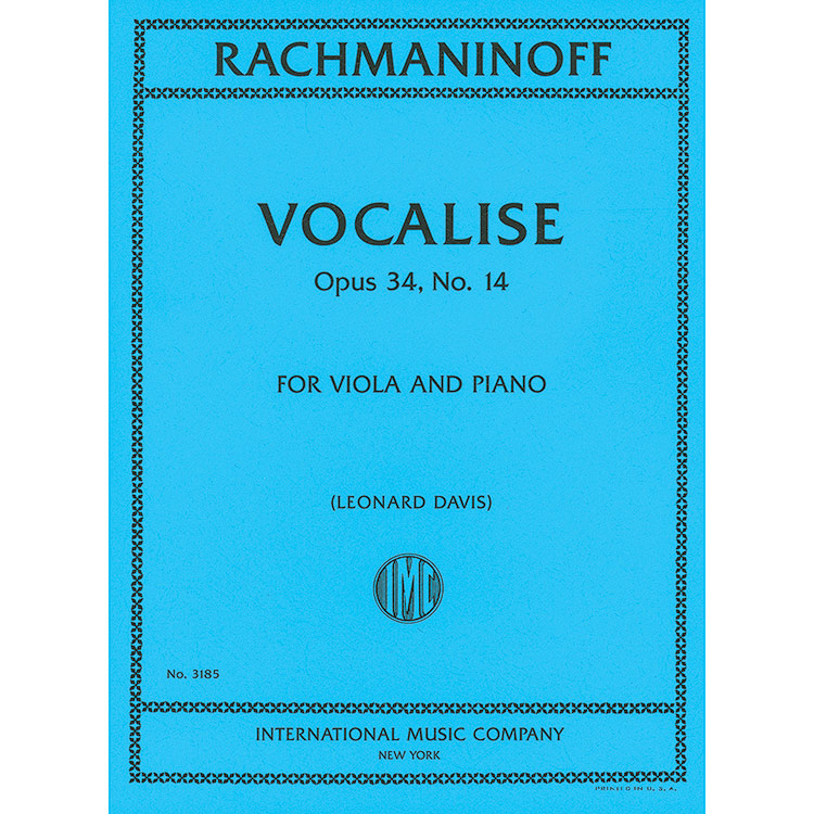 Vocalise, op. 34, no. 14 for viola and piano; Sergei Rachmaninoff (International)