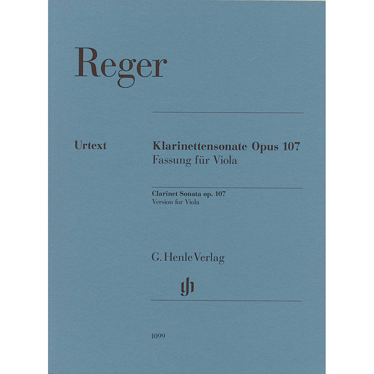 Sonata No. 3 in B-flat Major, Op.107 for viola and piano (orig. clarinet) (urtext); Max Reger
