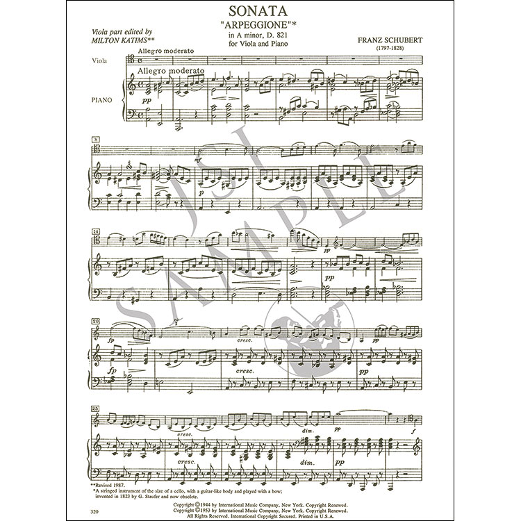 Sonata in A minor, D.821 "Arpeggione" for viola and piano; Franz ...