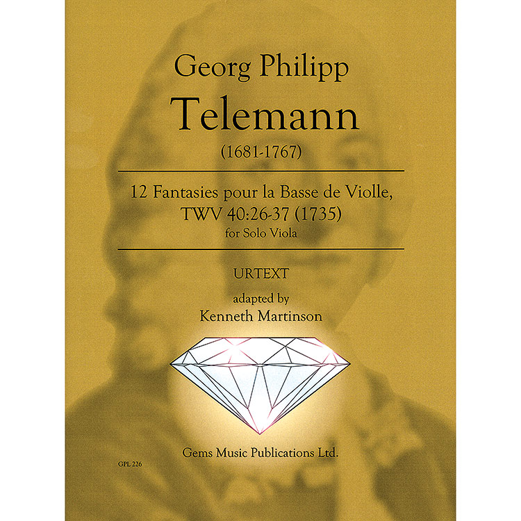 12 Fantasies for solo viola, TWV 40:26-37, (urtext); Georg Philipp Telemann
