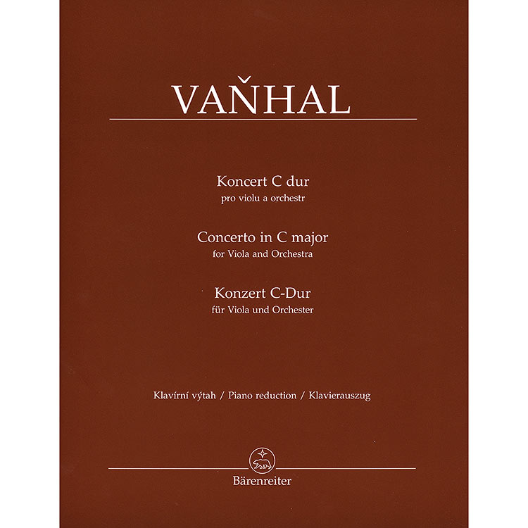Concerto in C Major for viola and piano (urtext); Jan Krtitel Vanhal (Barenreiter Verlag)
