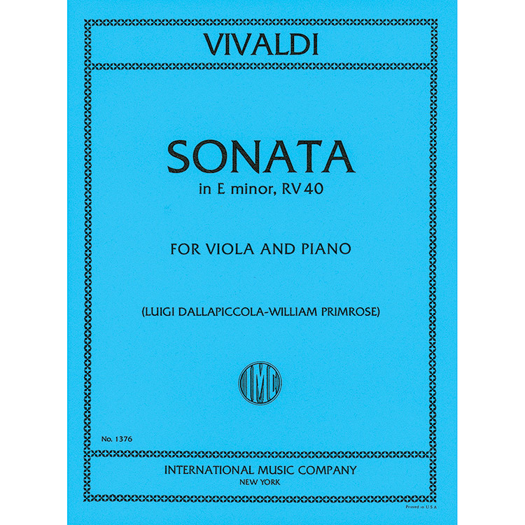 Sonata in E Minor, RV 40 for viola and piano; Antonio Vivaldi