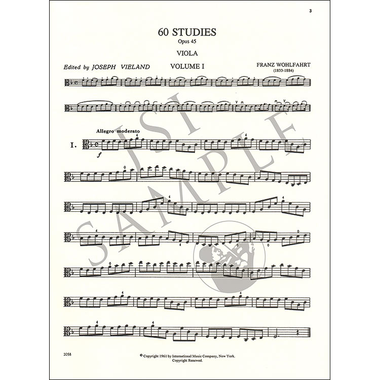 Sixty Studies, op.45, book 1 for viola; Franz Wohlfahrt (International