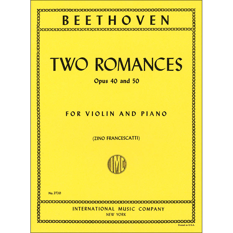 Two Romances in F Major and G Major, opp. 40 & 50 for violin and piano; Ludwig van Beethoven