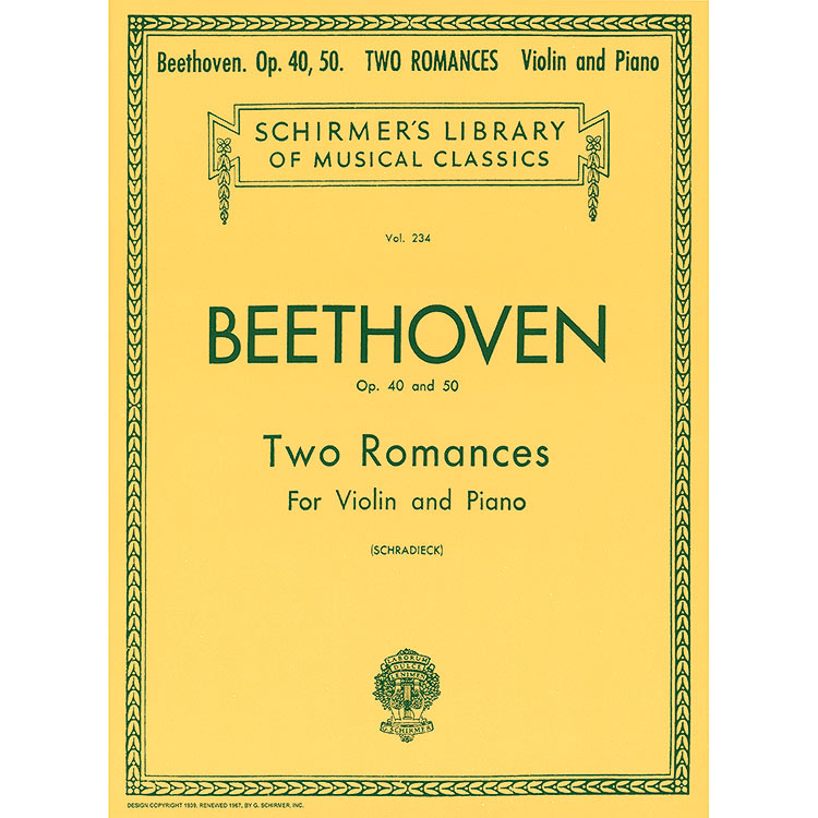 Two Romances in F Major and G Major, Opp. 40 & 50, for violin and piano; Ludwig van Beethoven
