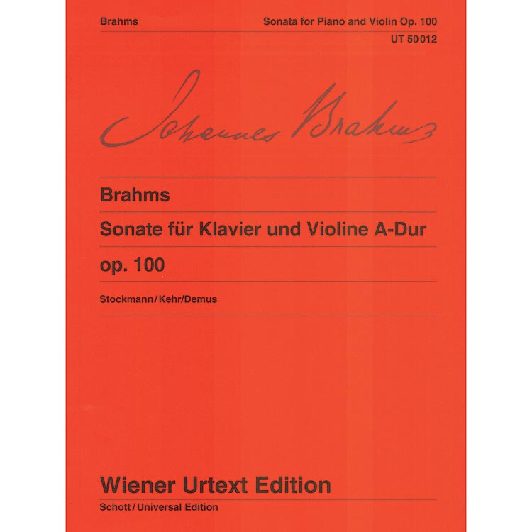 Sonata in A Major, for violin and piano, Op. 100; Johannes Brahms (Wiener Urtext Edition)